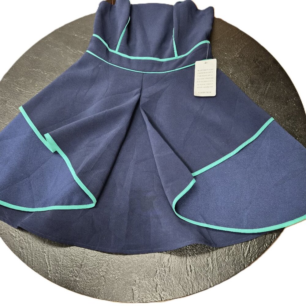 Adelyn Rae Sleeveless Dress XS Blue with Mint Accents Preppy Feminine Classic